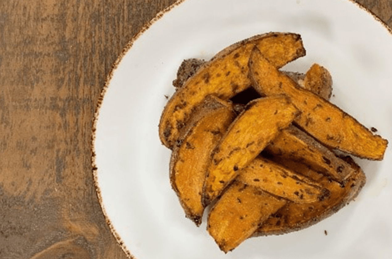 Roasted Sweet Potato Wedges, Oregano, Cumin, Chilli & Sherry Vinegar